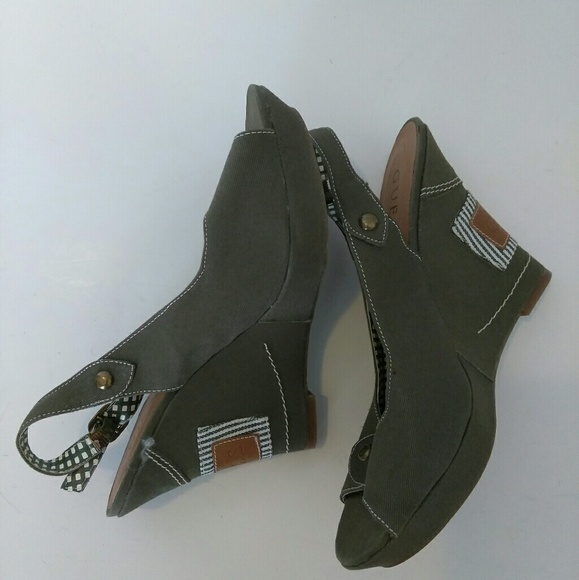 Guess Wedge Heel Denim Casual Sling Back - Picture 5 of 5